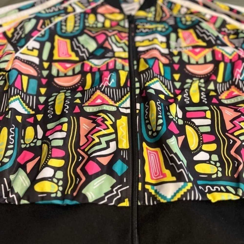 Adidas Girl's Youth Large Cropped SST Full-Zip Track Jacket, All-Over Print - Picture 6 of 6
